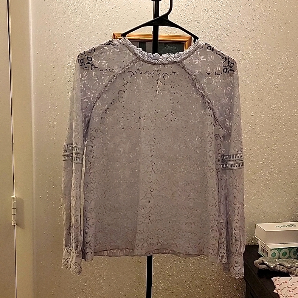 Light blue hinge crochet top size small